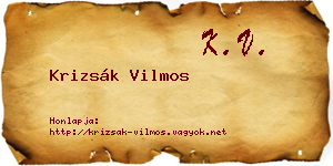 Krizsák Vilmos névjegykártya